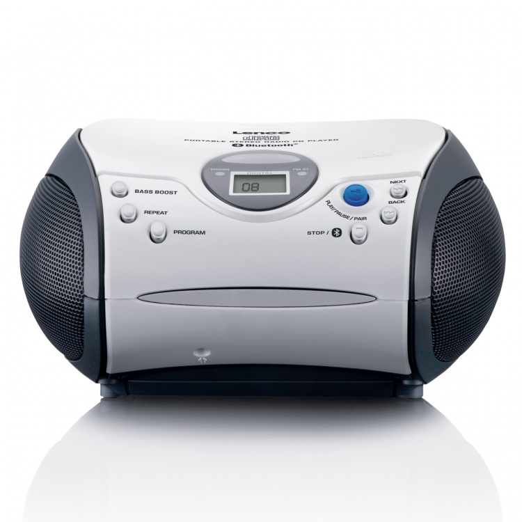 Lenco Portable CD player with FM radio and Bluetooth® White / Black Lenco Portable CD player with FM radio and Bluetooth® White / Black