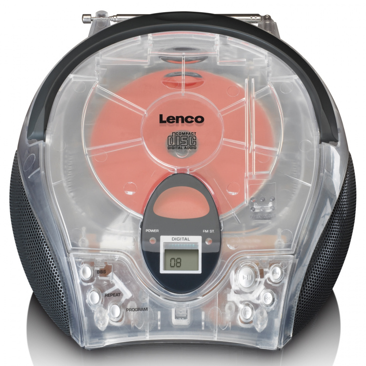 Lenco Portable stereo FM radio with CD player Transparent Lenco Portable stereo FM radio with CD player Transparent