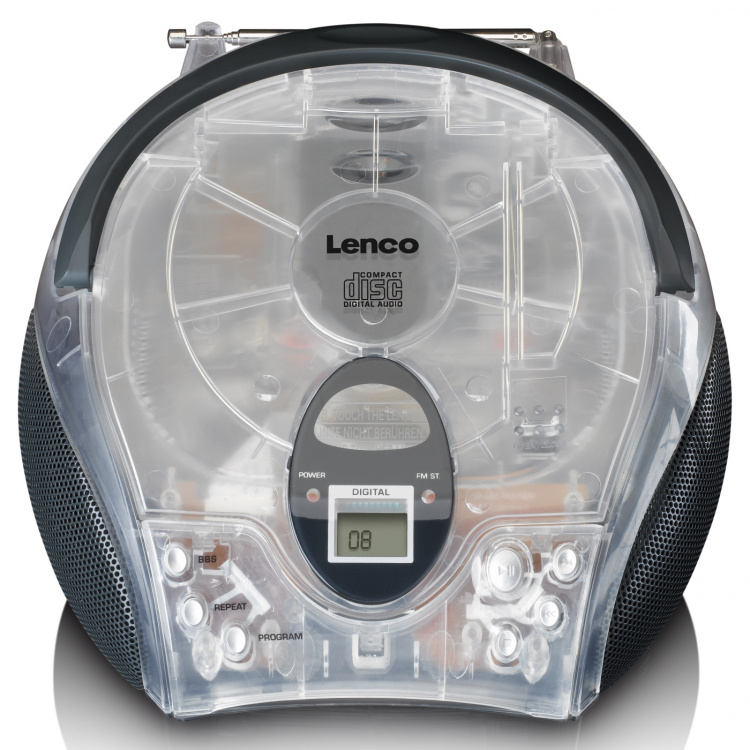 Lenco Portable stereo FM radio with CD player Transparent Lenco Portable stereo FM radio with CD player Transparent