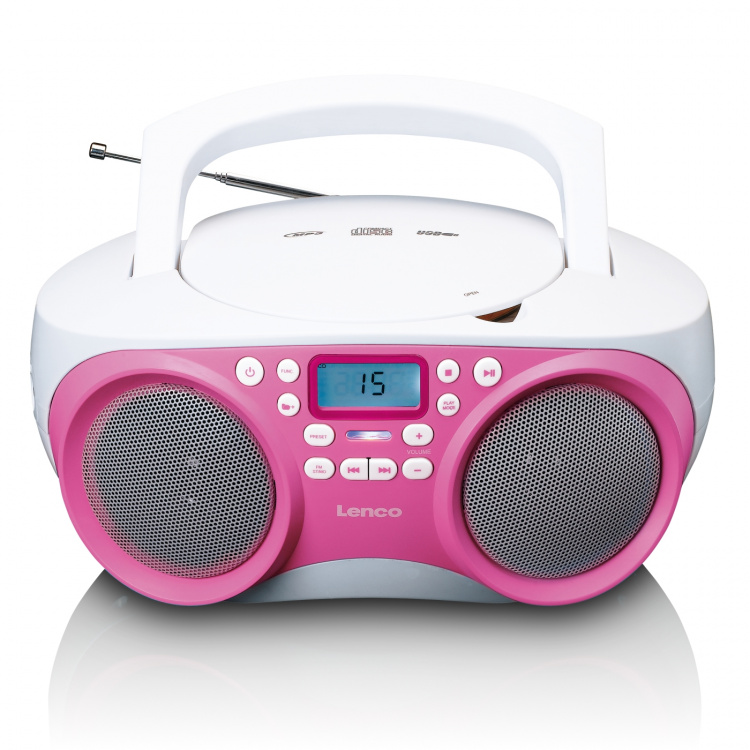 Lenco Portable FM Radio/CD/MP3 and USB player Pink Lenco Portable FM Radio/CD/MP3 and USB player Pink
