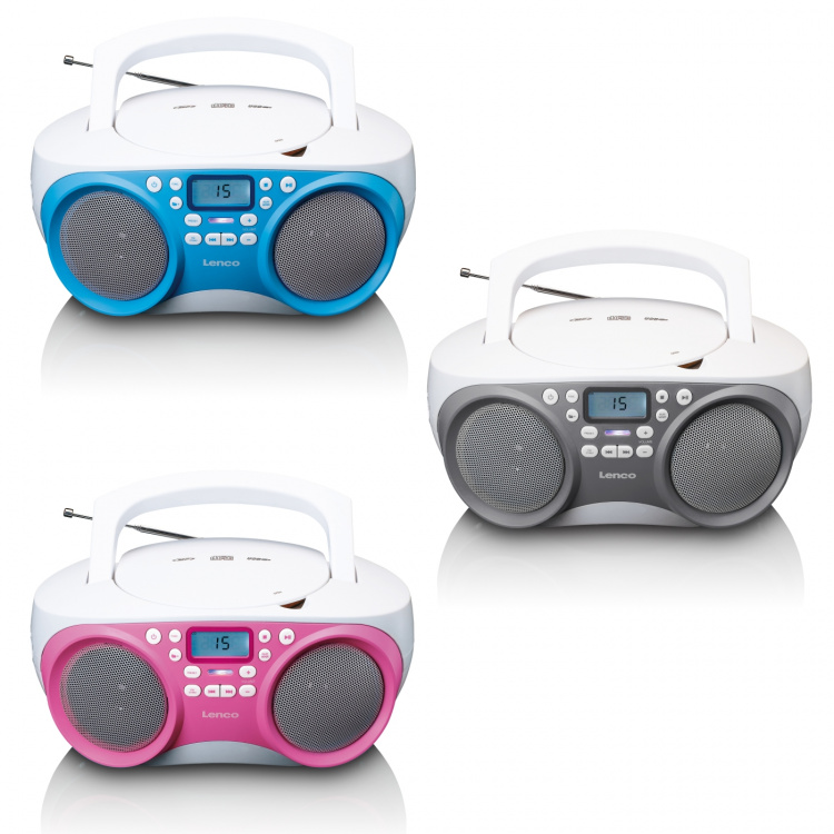 Lenco Portable FM Radio/CD/MP3 and USB player Pink Lenco Portable FM Radio/CD/MP3 and USB player Pink