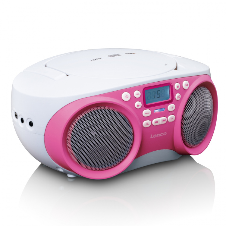 Lenco Portable FM Radio/CD/MP3 and USB player Pink Lenco Portable FM Radio/CD/MP3 and USB player Pink