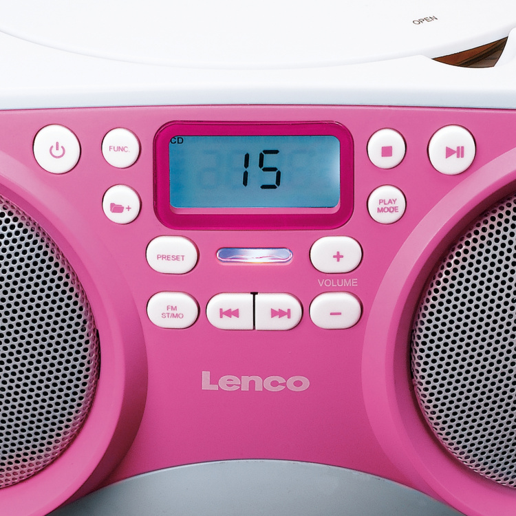 Lenco Portable FM Radio/CD/MP3 and USB player Pink Lenco Portable FM Radio/CD/MP3 and USB player Pink