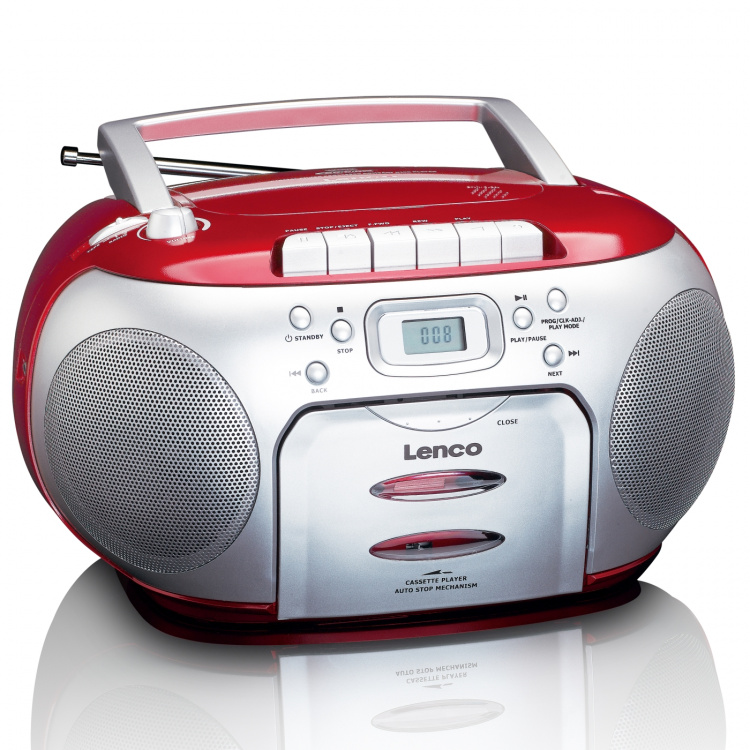 Lenco Portable FM Radio CD Cassette player Red Lenco Portable FM Radio CD Cassette player Red