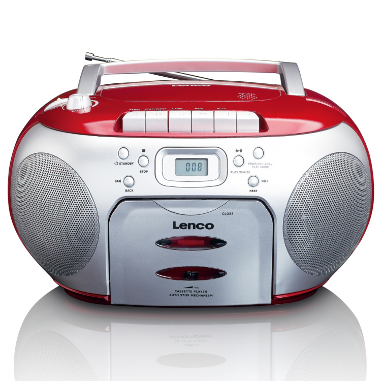 Lenco Portable FM Radio CD Cassette player Red Lenco Portable FM Radio CD Cassette player Red