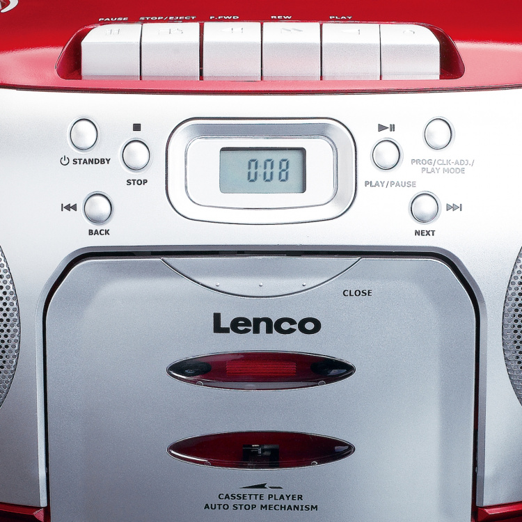 Lenco Portable FM Radio CD Cassette player Red Lenco Portable FM Radio CD Cassette player Red