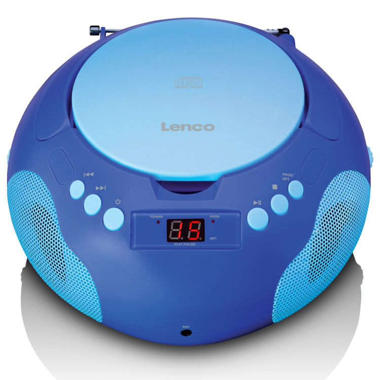 Lenco Portable radio / CD player with microfoon Blue Lenco Portable radio / CD player with microfoon Blue