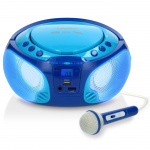Lenco Portable FM Radio CD/MP3/USB Microphone & Light Effects Blue Lenco Portable FM Radio CD/MP3/USB Microphone & Light Effects Blue
