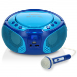 Lenco Portable FM Radio CD/MP3/USB Microphone & Light Effects Blue Lenco Portable FM Radio CD/MP3/USB Microphone & Light Effects Blue
