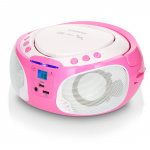 Lenco Portable FM Radio CD/MP3/USB Microphone & Light Effects Pink Lenco Portable FM Radio CD/MP3/USB Microphone & Light Effects Pink