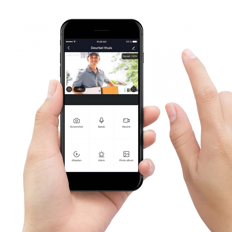 Alecto Smart Wi-Fi doorbell with camera, suitable for home automation Black