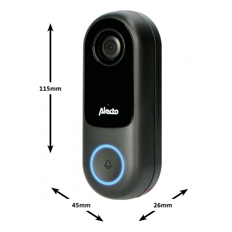 Alecto Smart Wi-Fi doorbell with camera, suitable for home automation Black