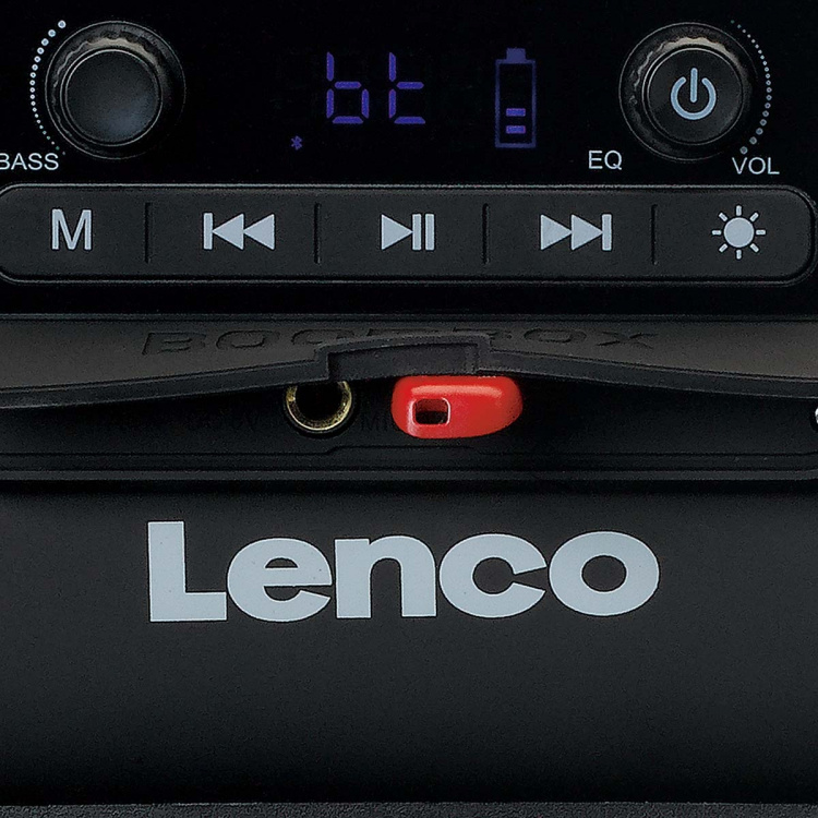 Lenco Splash proof Bluetooth® Speaker FM radio USB and micro SD with Light Effects Black Lenco Splash proof Bluetooth® Speaker FM radio USB and micro SD with Light Effects Black