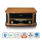 Lenco Wooden retro Record Player with Bluetooth®, DAB+/FM radio, USB encoding, CD player, cassette player, and built-in speakers Lenco Wooden retro Record Player with Bluetooth®, DAB+/FM radio, USB encoding, CD player, cassette player, and built-in speakers