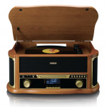 Lenco Wooden retro Record Player with Bluetooth®, DAB+/FM radio, USB encoding, CD player, cassette player, and built-in speakers Lenco Wooden retro Record Player with Bluetooth®, DAB+/FM radio, USB encoding, CD player, cassette player, and built-in speakers