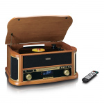 Lenco Wooden retro Record Player with Bluetooth®, DAB+/FM radio, USB encoding, CD player, cassette player, and built-in speakers Lenco Wooden retro Record Player with Bluetooth®, DAB+/FM radio, USB encoding, CD player, cassette player, and built-in speakers