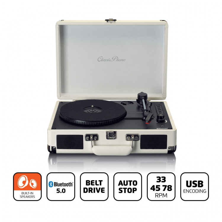 Lenco Bluetooth® Turntable with built-in speakers Cream Lenco Bluetooth® Turntable with built-in speakers Cream