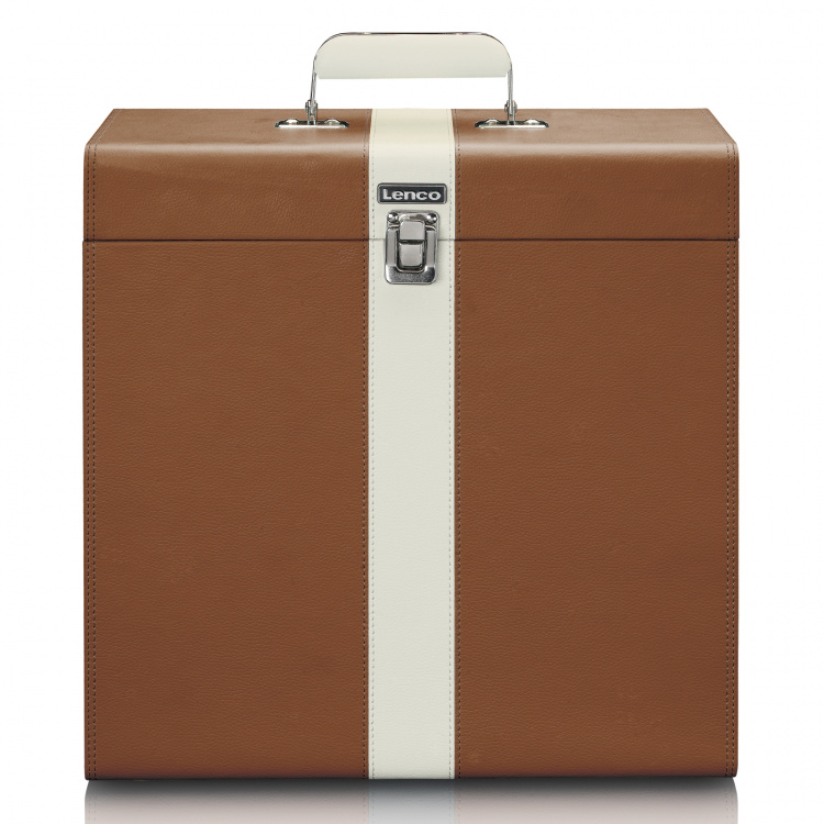 Lenco Carrying suitcase for max. 30 records Brown / White Lenco Carrying suitcase for max. 30 records Brown / White