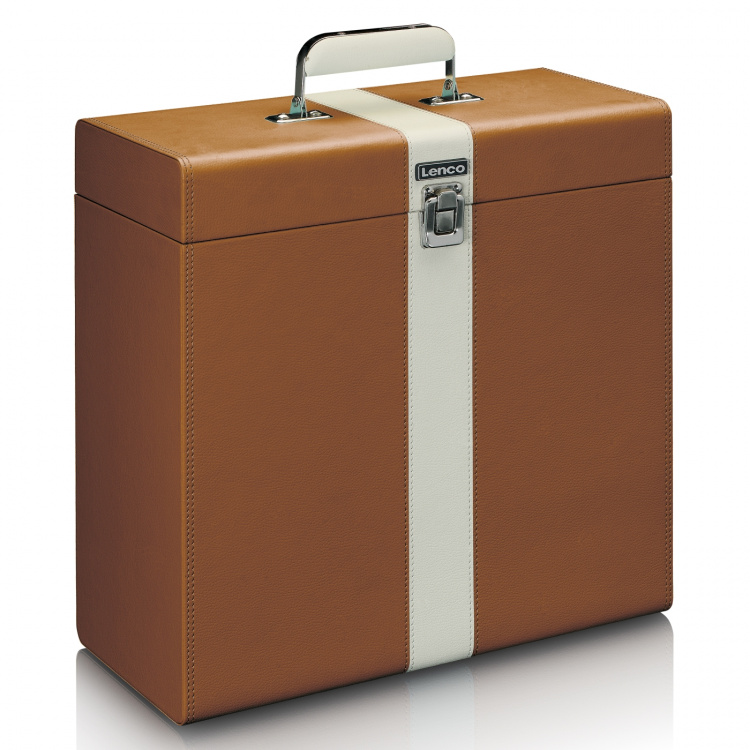 Lenco Carrying suitcase for max. 30 records Brown / White Lenco Carrying suitcase for max. 30 records Brown / White