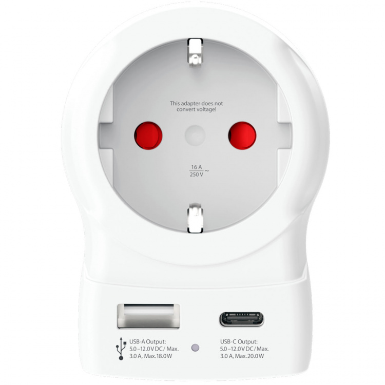 SKROSS Travel Adapter Europe to USA and others USB-A/USB-C 20W PD Grounded SKROSS Travel Adapter Europe to USA and others USB-A/USB-C 20W PD Grounded