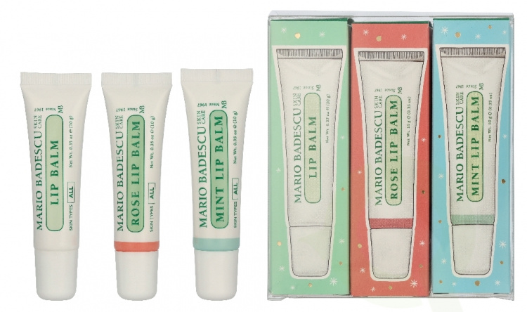 Mario Badescu Lip Balm Trio Giftset 30 g Oiginal 10g/Rose 10g/Mint 10g
