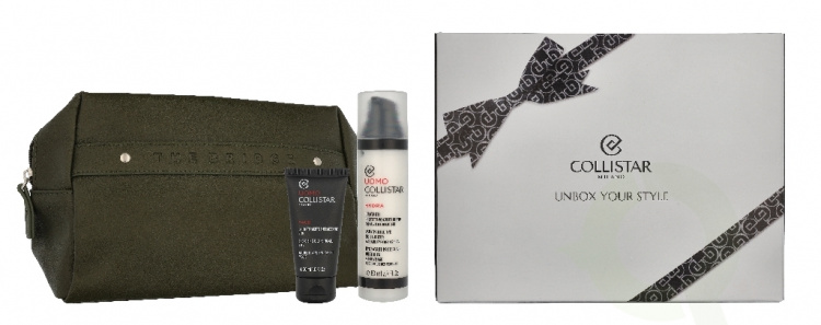 Collistar Uomo Set 110 ml Daily Protective Moisturizer 80 ml / Mini Energizing Cleansing Gel 30 ml / Pouch
