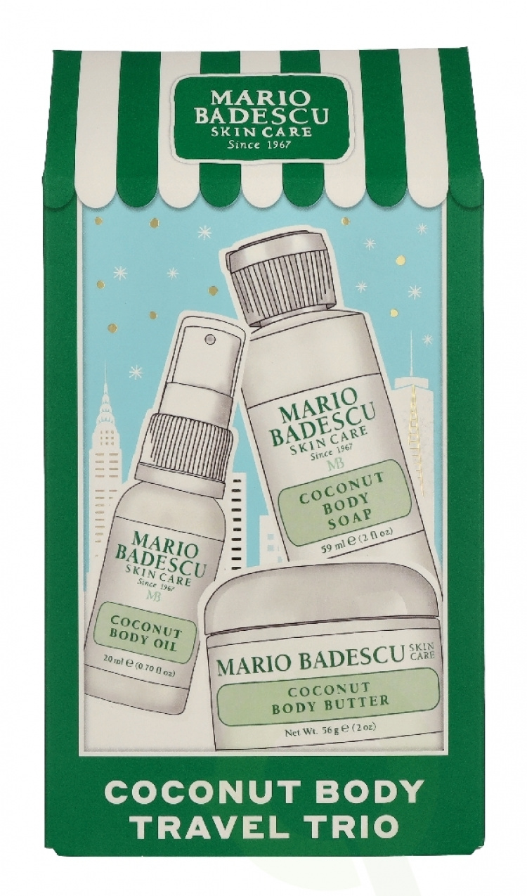 Mario Badescu Coconut Body Travel Trio Set 135 ml Hydrating Shower Gel 59ml/Intense Hydrating Body Butter 56g/Nourishing Body Oil Spray 20ml