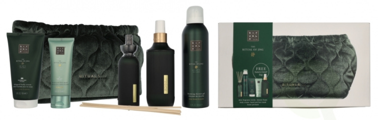Rituals Jing Large Giftset 690 ml Home Perfume 200ml/Body Cream 150ml/Foaming Shower Gel 200ml/Mini Fragrance Sticks 70ml/Night Hand & Foot Mask 70ml