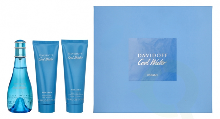 Davidoff Cool Water Woman Giftset 250 ml Edt Spray 100ml/Body Lotion 75ml/Shower Gel 75ml