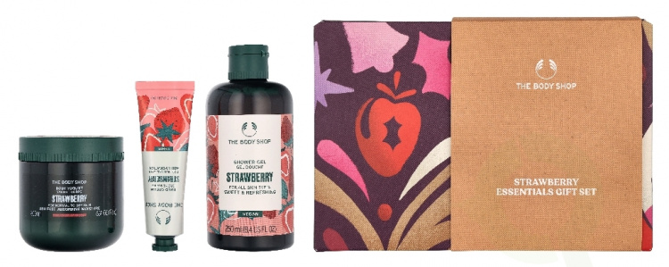 The Body Shop G3 Small Strawberry Giftset 140 ml Hand Cream 30ml/Body Butter 50ml/Shower Cream 60ml