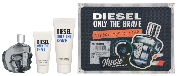 Diesel Only The Brave Mens Giftset 275 ml Edt Spray 125ml/Shower Gel 100ml/Shower Gel 50ml