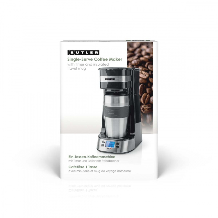 Butler Single-Serve Coffee Maker | 0.4 l | 750 W | Timer function | Insulated travel mug | Auto shut-off | LCD display | Black