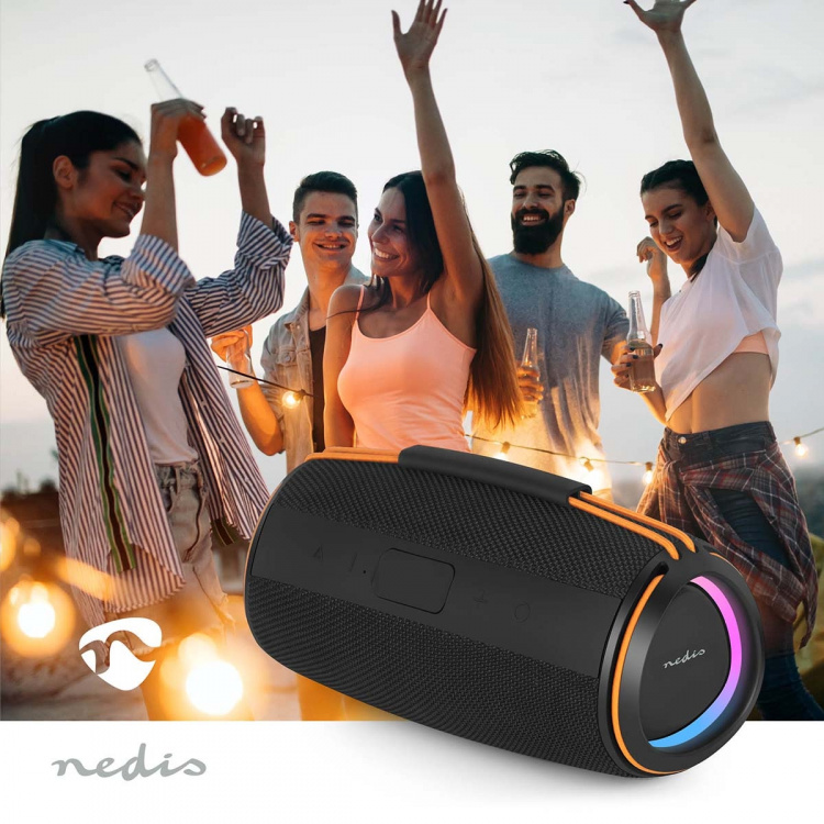 Nedis Bluetooth® Speaker | 360 min | Handheld Design | 60 W | Stereo | Home / Outdoor / Portable | Linkable | Black / Orange