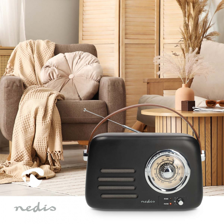 Nedis FM Radio | Portable Design | Bluetooth® / FM | Accu Powered / USB Powered | Analogue | 10 W | Bluetooth® | Black