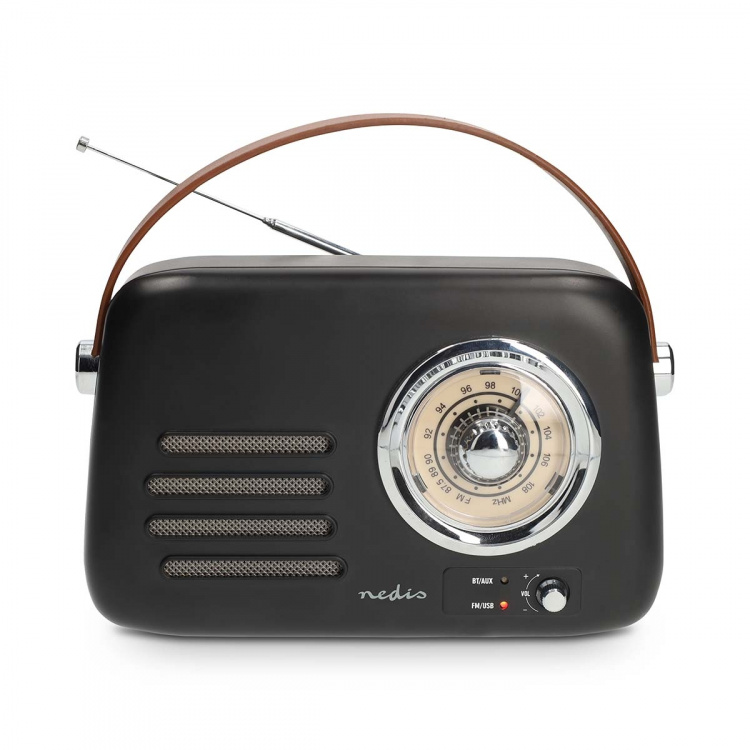 Nedis FM Radio | Portable Design | Bluetooth® / FM | Accu Powered / USB Powered | Analogue | 10 W | Bluetooth® | Black