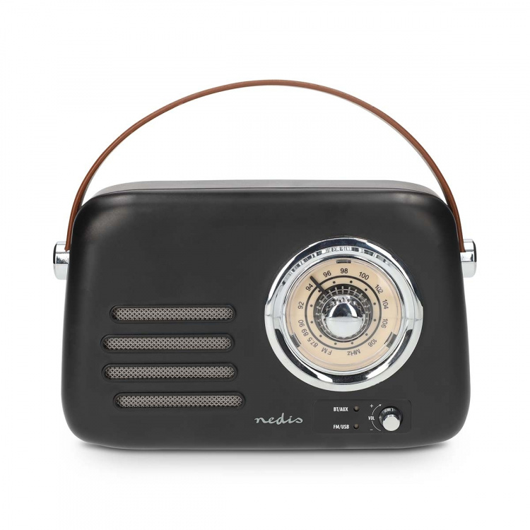 Nedis FM Radio | Portable Design | Bluetooth® / FM | Accu Powered / USB Powered | Analogue | 10 W | Bluetooth® | Black