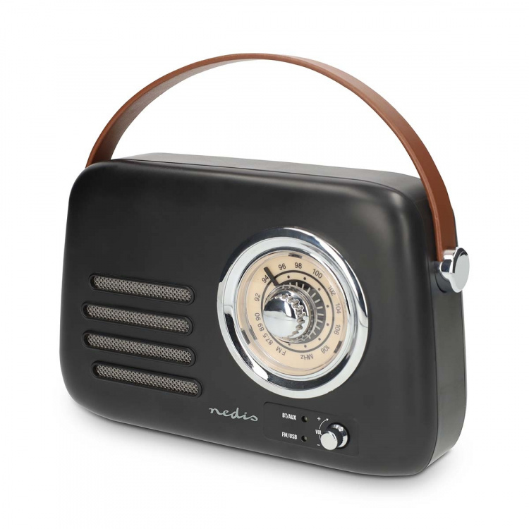 Nedis FM Radio | Portable Design | Bluetooth® / FM | Accu Powered / USB Powered | Analogue | 10 W | Bluetooth® | Black