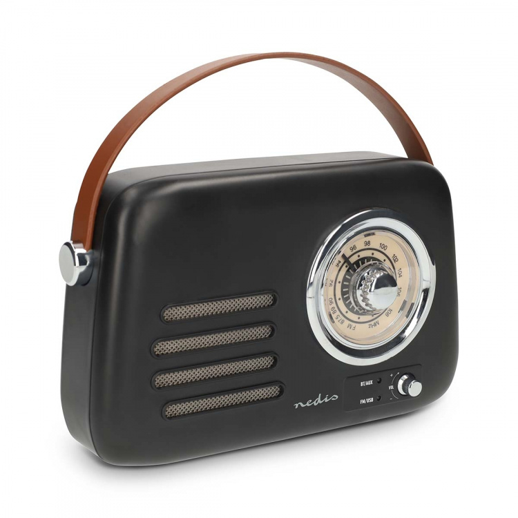 Nedis FM Radio | Portable Design | Bluetooth® / FM | Accu Powered / USB Powered | Analogue | 10 W | Bluetooth® | Black