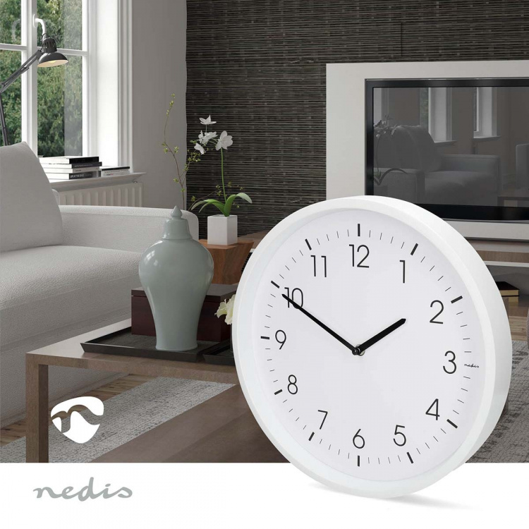 Nedis Wall Clock | Diameter: 360 mm | ABS | Silent movement | White