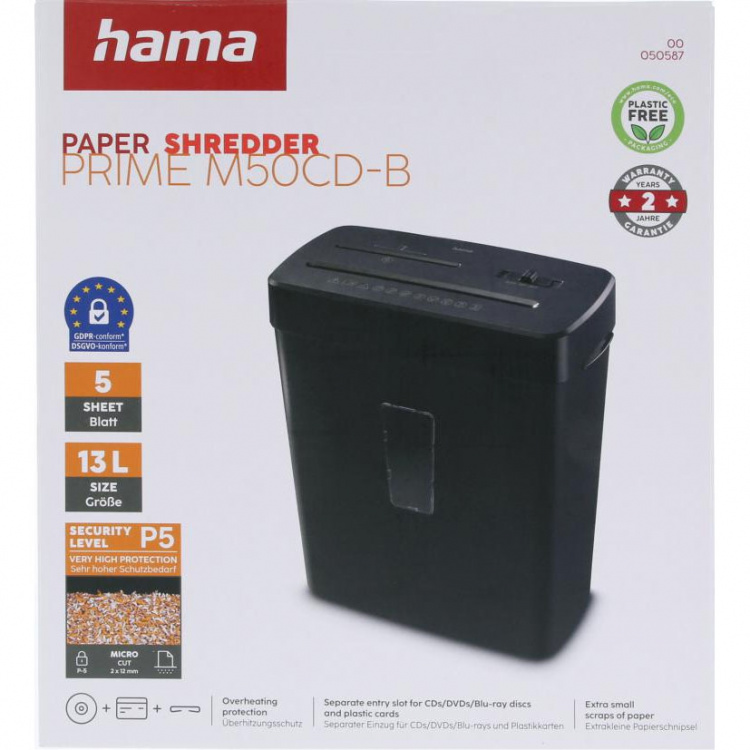 Hama Paper Shredder Prime M50CD-B Black