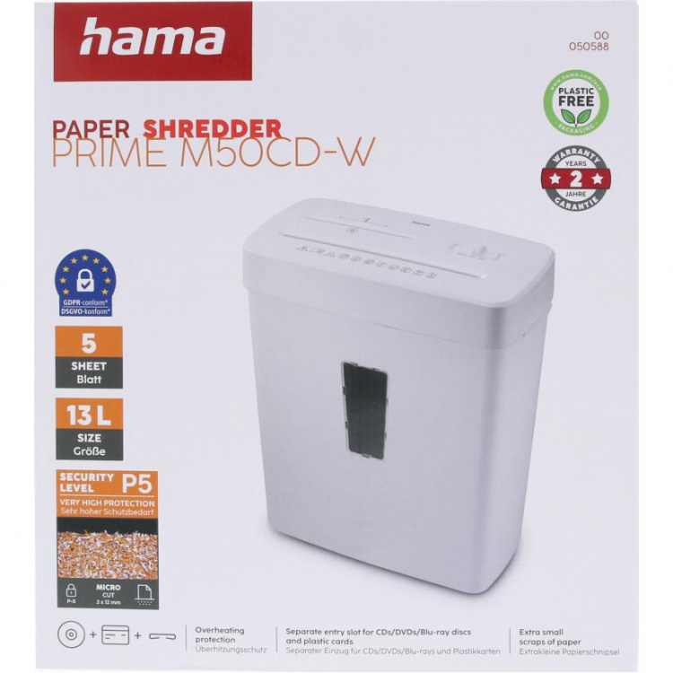 Hama Paper Shredder Prime M50CD-W White