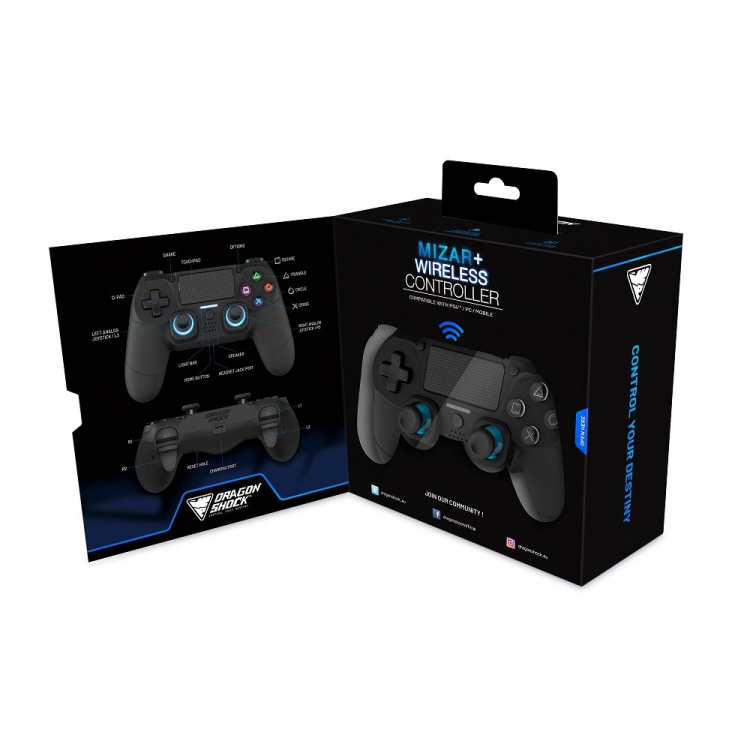 DragonShock Controller Mizar+ - PS4/PC/Mobile Black