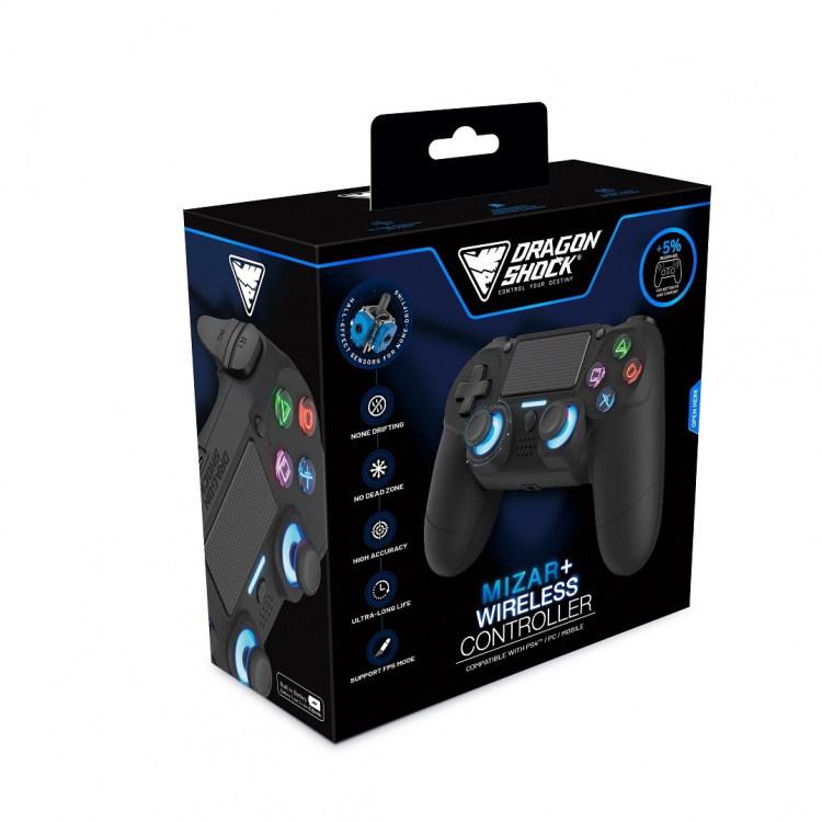 DragonShock Controller Mizar+ - PS4/PC/Mobile Black