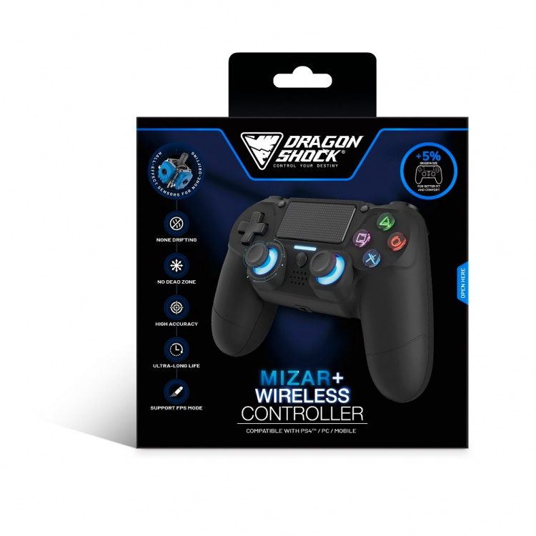 DragonShock Controller Mizar+ - PS4/PC/Mobile Black