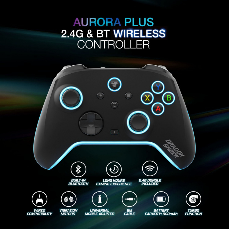 DragonShock Controller Aurora+ Holder - iOS/Android/PC/PS3 Black