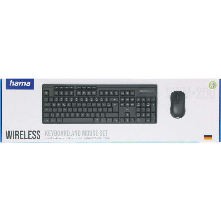 Hama Keyboard/Mouse Set WKM-200 Wireless Black