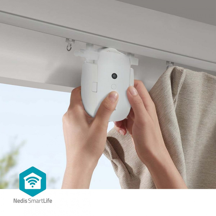 Nedis SmartLife Curtain Robot | I Rail / Rod Rail / U Rail | Curtains / Drapes | Battery Powered / USB Powered | 4000 mAh | Bluetooth® | White