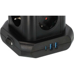 Brennenstuhl Powerstrip Tower with 8 power strips in 45° configuration (2x USB A & 1x USB C Power Delivery, with 2m cable, two-pole switch)