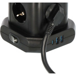 Brennenstuhl Powerstrip Tower with 8 power strips in 45° configuration (2x USB A & 1x USB C Power Delivery, with 2m cable, two-pole switch)