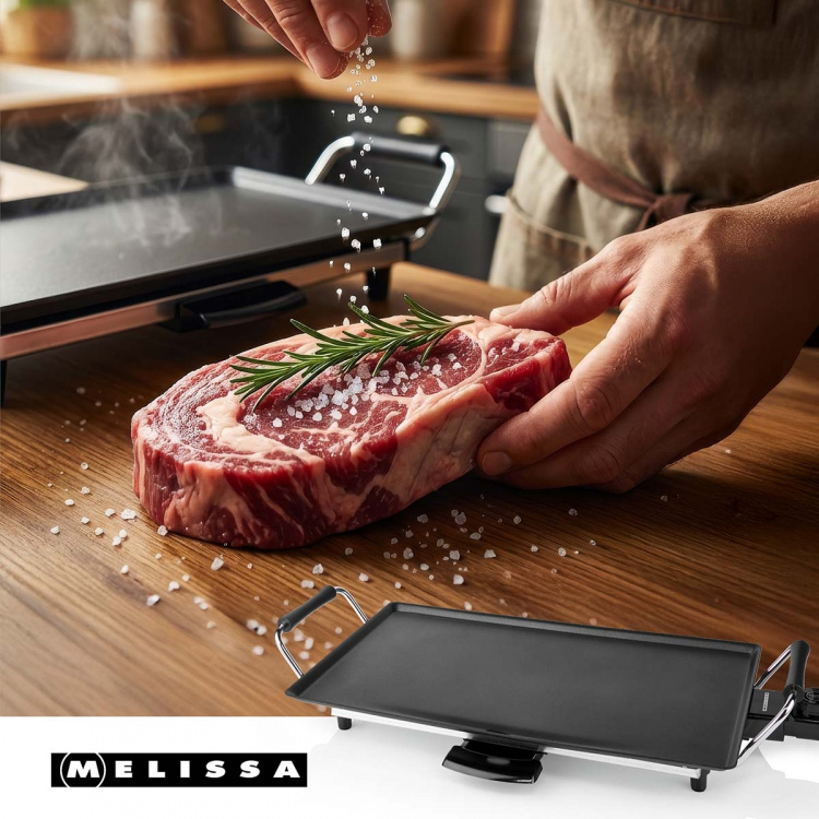 MELISSA Teppanyaki Griddle | 2000 W | 47.5 x 26.5 cm | Non-stick coating | Adjustable thermostat | Cool-touch handles